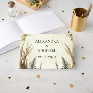 Rustic Rustic Antler Woodland Foil Guest Book