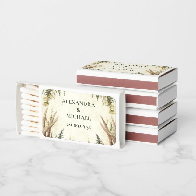 Rustic Rustic Antler Woodland Matchboxes (Stacked)