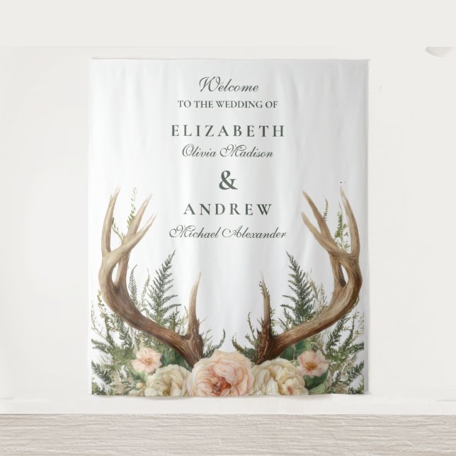 Rustic Rustic Antler Woodland Tapestry (Front)