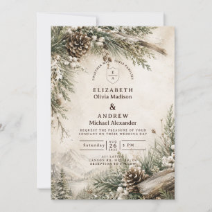 Rustic Rustic Winter Wedding Invitation