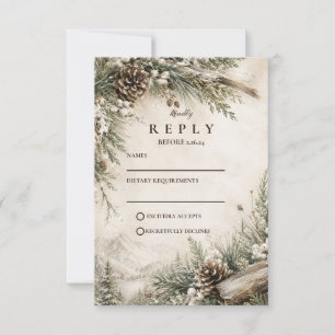 Rustic Rustic Winter Wedding RSVP Card