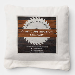 Rustic Rustic Wood tone Contractors Saw & Wood log Cornhole Bags