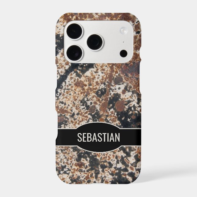 Rustic Rusty Metal Abstract Texture Custom Name Iphone Case (Back)