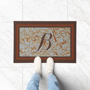Rustic Rusty Metal Custom Monogram Design Doormat
