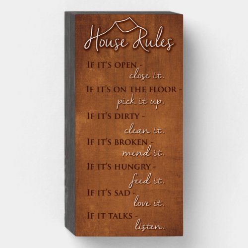 Rustic Rusty Metal Retro House Rules of Kindness Wooden Box Sign