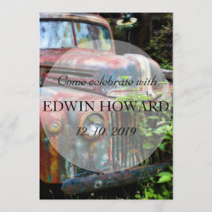 Rustic Rusty Old Truck Birthday Retirement Custom Invitation
