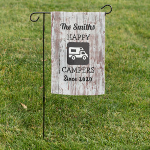 Rustic RV Campground Garden Flag w/Camper