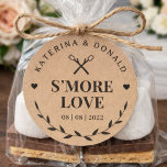 Rustic S’more Love Wedding Kraft Classic Round Sticker<br><div class="desc">Rustic S’more Love. Add a fun touch of color and unique style to your wedding or bridal shower favors. A bridal shower favor bag is a great addition to party planning. These unique bags will easily be used as a gift and can serve as a beautiful decoration at your wedding...</div>