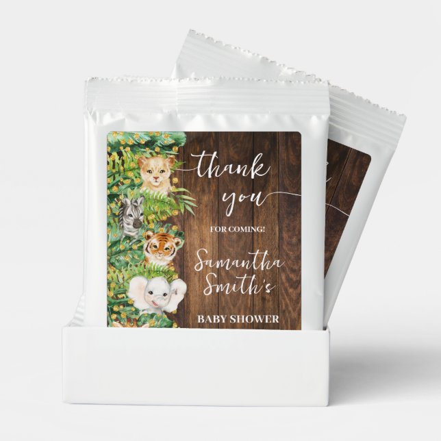 Rustic Safari Animals Gold Glitter Baby Shower Lemonade Drink Mix (Pair)