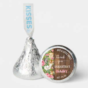 Rustic Safari Animals Pink Flowers Baby Shower Hershey®'s Kisses®