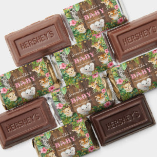 Rustic Safari Animals Pink Flowers Baby Shower Hershey's Miniatures