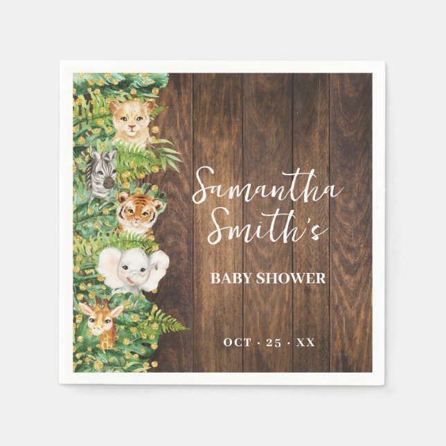 Rustic Safari Baby Shower Party Decor Napkins (Front)