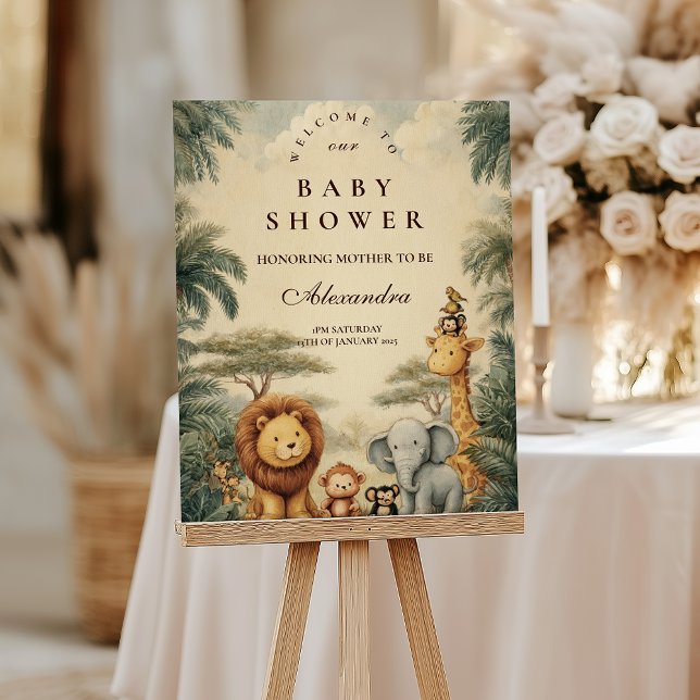 Rustic Safari Friends Baby Shower Foam Board (Creator Uploaded)