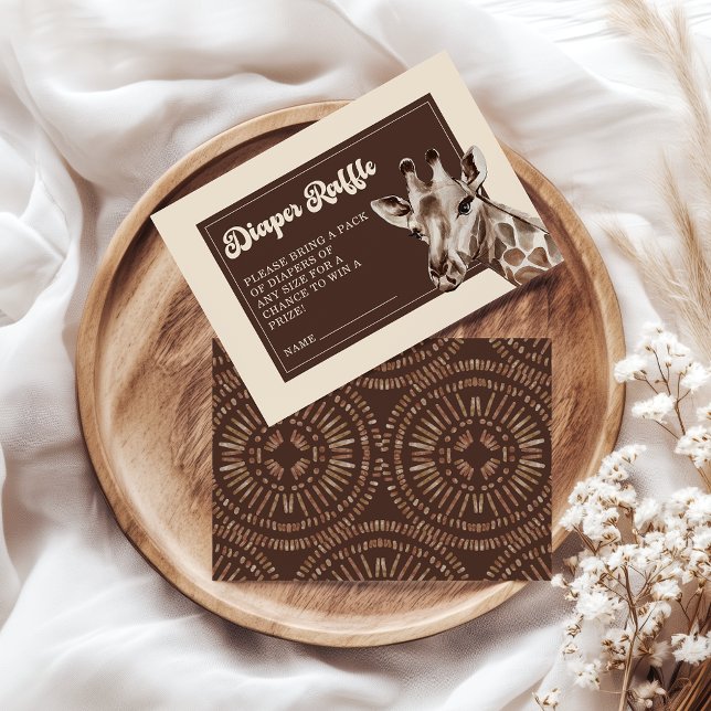 Rustic Safari Giraffe Baby Shower Diaper Raffle Enclosure Card (Creator Uploaded)