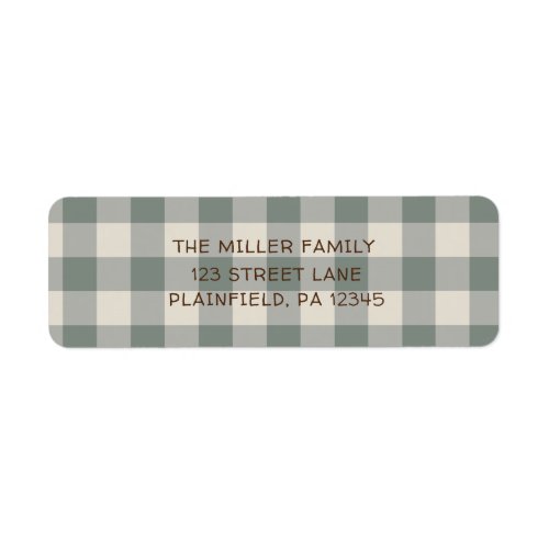 Rustic Sage Buffalo Plaid Return Address Label