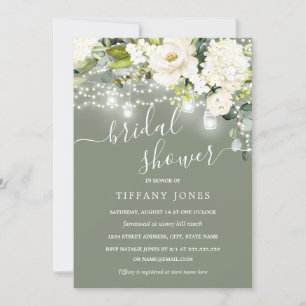 Rustic Sage Champagne Floral Bridal Shower Invitation