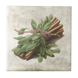 Rustic Sage & Cinnamon Cottage Ceramic Tile