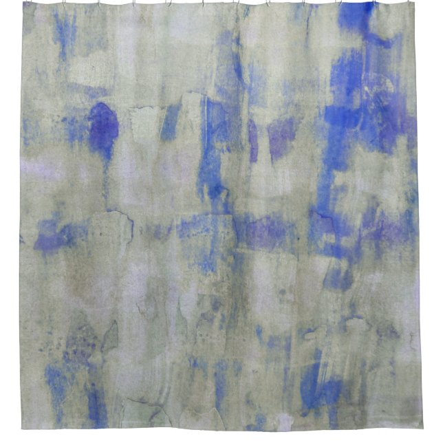 Rustic Sage Distressed Watercolor Shower Curtain (Front)