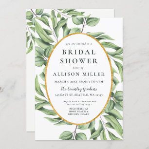 Rustic Sage Eucalyptus Greenery Bridal Shower Invitation