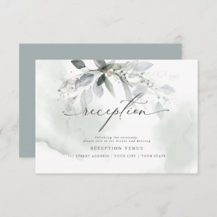 Rustic Sage Foliage Watercolor Reception Invitation