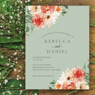 Rustic Sage Green and Orange Floral Boho Wedding