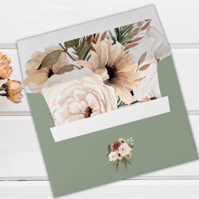 Rustic Sage Green Bohemian Wedding Envelope (Creator Uploaded)