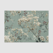 Rustic Sage Green Bold Vintage Floral