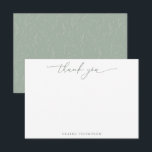 Rustic Sage Green Botanical Custom Script Name Thank You Card<br><div class="desc">Personalized Stylish Rustic Sage Green Botanical Floral Script Personalized Stationery Thank You Card</div>