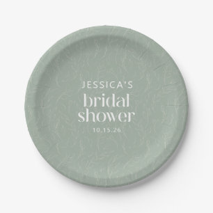 Rustic Sage Green Botanical Floral Bridal Shower  Paper Plates