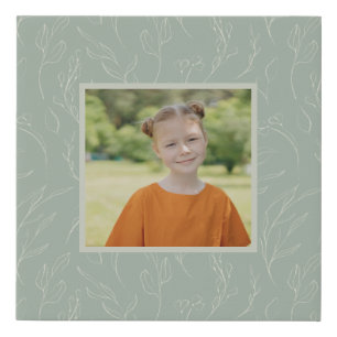 Rustic Sage Green Botanical Floral Custom Photo  Faux Canvas Print