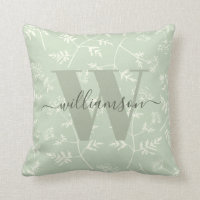Rustic Sage Green Botanical Floral Monogrammed