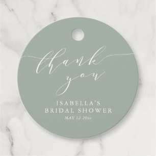 Rustic Sage Green Botanical Script Bridal Shower Favor Tags