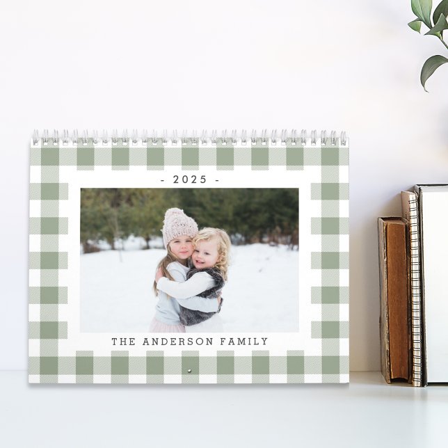 Rustic Sage Green Buffalo Check 2025 Photo Calendar (Creator Uploaded)