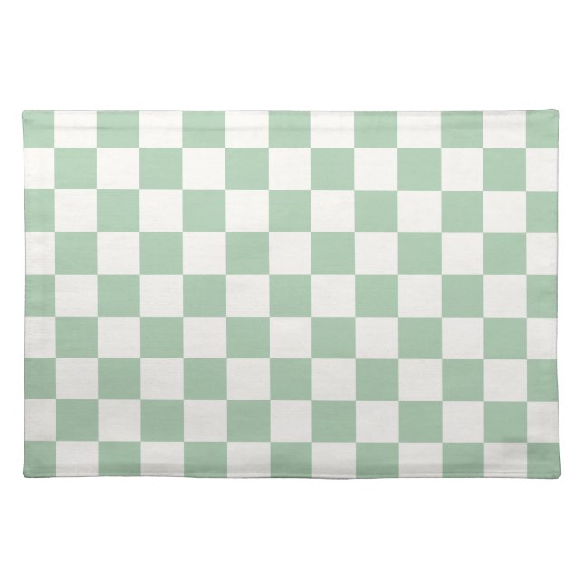 Rustic Sage Green Buffalo Check Cloth Placemat (Front)