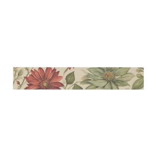 Rustic Sage Green & Burgundy Red Floral Autumn Invitation Belly Band