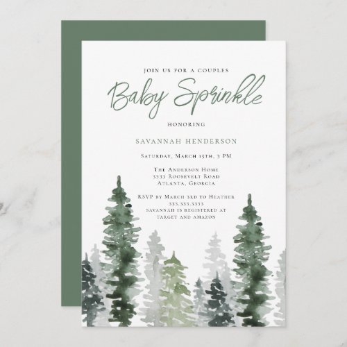 Rustic Sage Green Couples Baby Shower Sprinkle Invitation