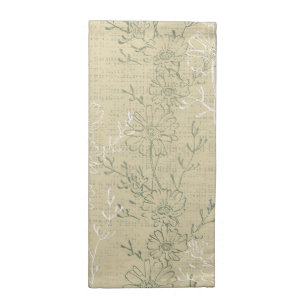 Rustic Sage Green Daisies on beige background Cloth Napkin