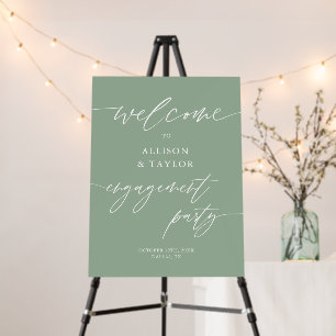 Rustic Sage Green Engagement Party Welcome Sign