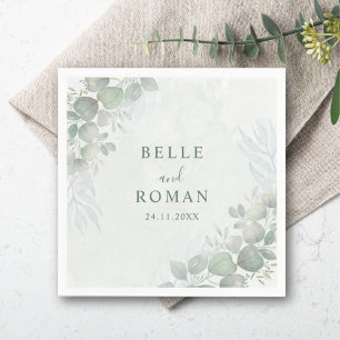 Rustic Sage Green Eucalyptus Greenery Wedding Napkins