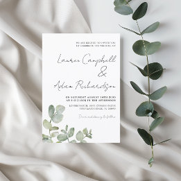 Rustic Sage Green Eucalyptus Watercolor Wedding Invitation