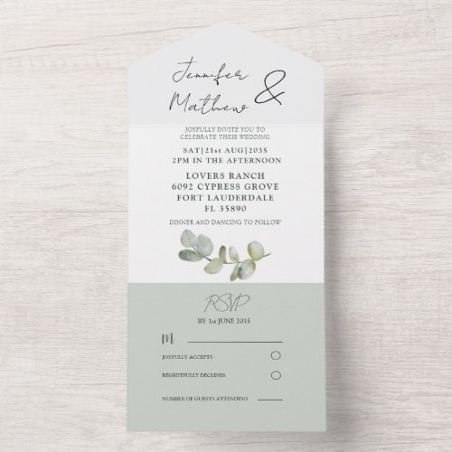 Rustic Sage Green Eucalyptus Wedding  All In One  All In One Invitation