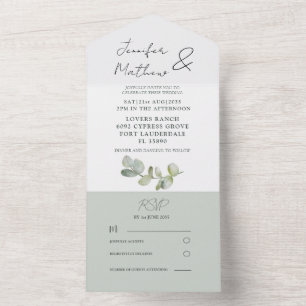  Rustic Sage Green Eucalyptus Wedding  All In One  Invitation