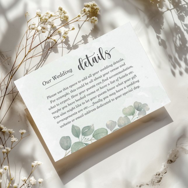 Rustic Sage Green Eucalyptus Wedding Details Enclosure Card (Creator Uploaded)
