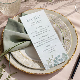 Rustic Sage Green Eucalyptus Wedding Menu
