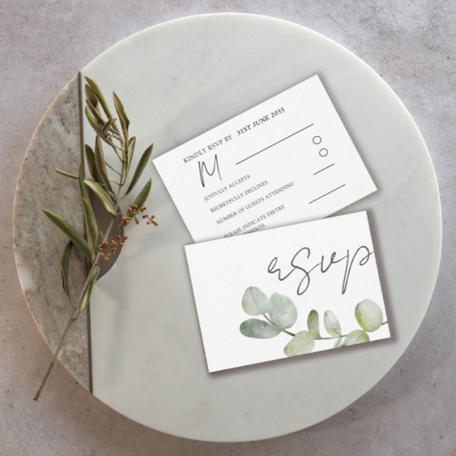 Rustic Sage Green Eucalyptus Wedding RSVP Card (Creator Uploaded)