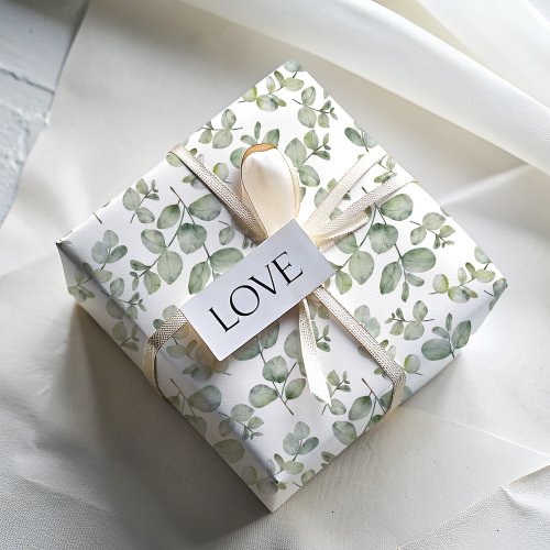 Rustic Sage Green Eucalyputus  Watercolor Wrapping Paper