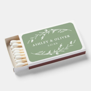 Rustic Sage Green Floral Wildflower Wedding Favor Matchboxes