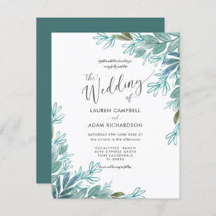 Rustic Sage Green Foliage Wedding Invitation