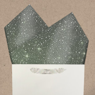 Rustic Sage Green & Galaxy Stars Falling Snow Tissue Paper