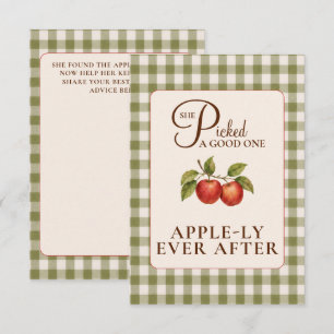 Rustic Sage Green Gingham Apple Bridal Shower Enclosure Card